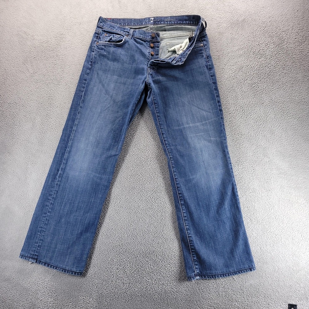 7 For All Mankind Jeans Mens 34x30 Blue Relaxed Straight Button Fly Preppy